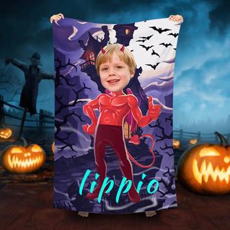 Personalized Halloween Devil Boy Bat Beach Towel - Seseable