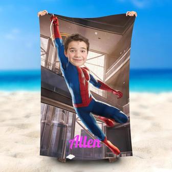 Personalized Handsome Spiderboy Swings Beach Towel - Seseable