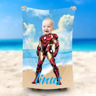 Personalized Ironbaby Summer Swimming Sky Beach Towel - Seseable