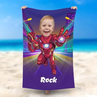 Personalized Ironboy Summer Beach Towel For Boy - Seseable