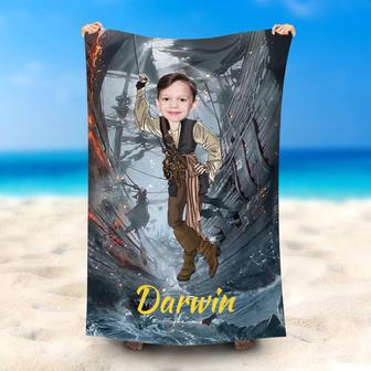 Personalized Lean Captain Jake Beach Towel For Boy - Seseable