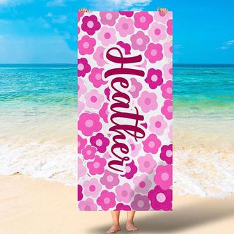 Personalized Little flowers And Name Summer Beach Towel - Seseable