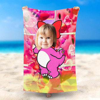 Personalized Little Girl Dinosaur Beach Towel With Name - Seseable
