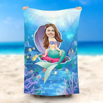 Personalized Little Mermaid Undersea Summer Beach Towel - Seseable