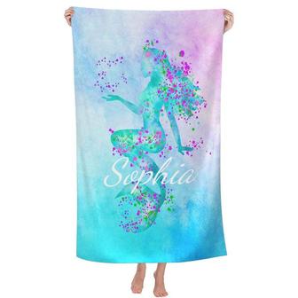 Personalized Mermaid Princess Sand Free Beach Towel - Seseable