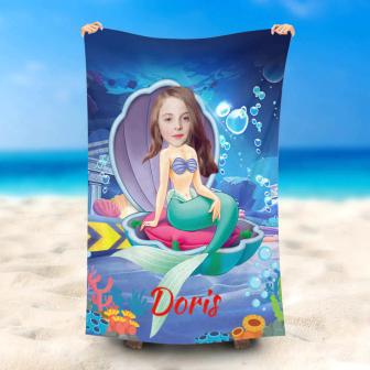 Personalized Mermaid Tridacina Undersea Beach Towel - Seseable