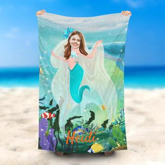 Personalized Mermaid With Shawl Summer Beach Towel - Seseable