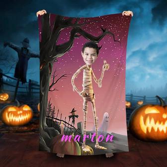 Personalized Mummy Ghost Withered Tree Beach Towel - Seseable