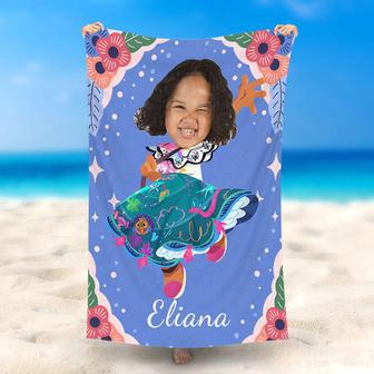 Personalized Purple Mirabel Beach Towel For Girl - Seseable