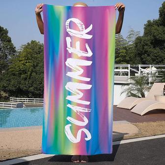 Personalized Rainbow Pool Beach Towel For Adults - Seseable