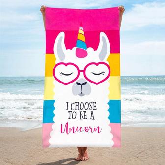 Personalized Rainbow Unicorn Beach Towel For Girls - Seseable