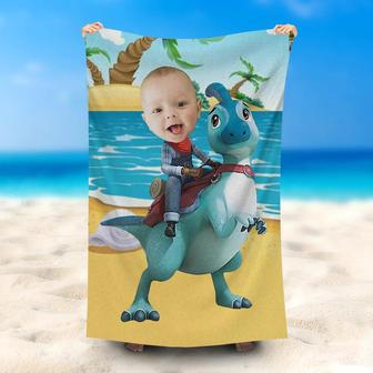 Personalized Ride Paractenosaurus Boy Beach Towel - Seseable