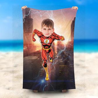 Personalized Running Flashboy Morning City Beach Towel - Seseable