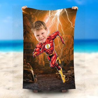 Personalized Running Flashman Lightning City Beach Towel - Seseable