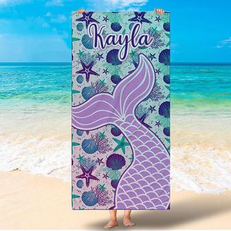 Personalized Sea World Mermaid Beach Towel - Seseable