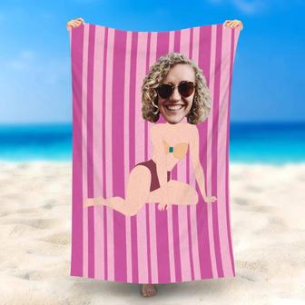 Personalized Sexy Bikini Lady Beach Towel With Photo - Seseable
