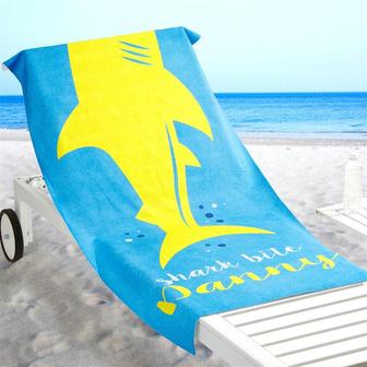 Personalized Shark Life Yellow Blue Beach Towel - Seseable