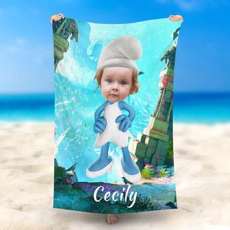 Personalized Smurfette Magical World Girl Beach Towel - Seseable