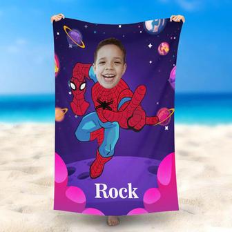 Personalized Spider Boy Purple Summer Beach Towel - Seseable