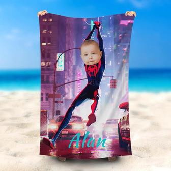 Personalized Spiderboy Evening Building Beach Towel - Seseable