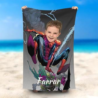 Personalized Spiderboy Spin Thick Smoke Beach Towel - Seseable