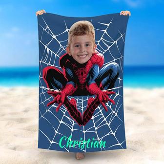 Personalized Spiderboy Spining Cobweb Beach Towel - Seseable