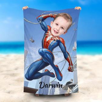 Personalized Spiderman Silk Sky Pigeon Beach Towel | Favorety