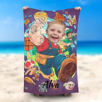 Personalized Strong Mario Run Elements Beach Towel - Seseable