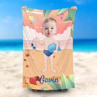 Personalized Summer Beginner Swimmer Boy Beach Towel - Seseable