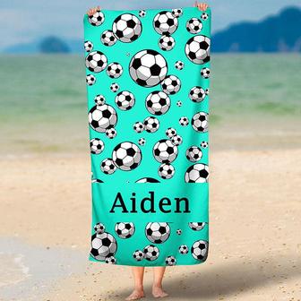 Personalized Summer Football Sport Party Beach Towel - Seseable