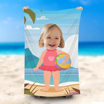 Personalized Summer Girl Beach Towel With Photo - Seseable