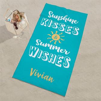 Personalized Sunshine Kisses Name Summer Beach Towel - Seseable