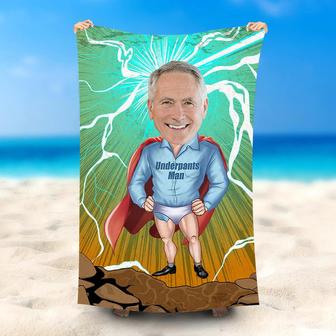 Personalized Super Daddy With Cloak Green Beach Towel - Seseable