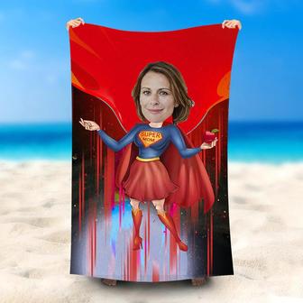 Personalized Superwoman Red Cloak Summer Towel Beach - Seseable