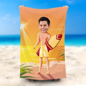 Personalized Surfing Orange Beach Towels For Man - Seseable