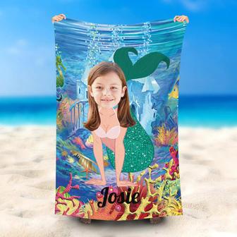 Personalized Undersea Mermaid Girls Beach Towel - Seseable