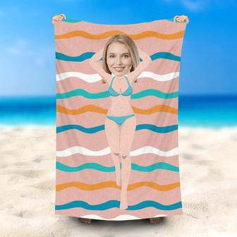 Personalized Waves Bikini Beauty Holiday Beach Towel - Seseable