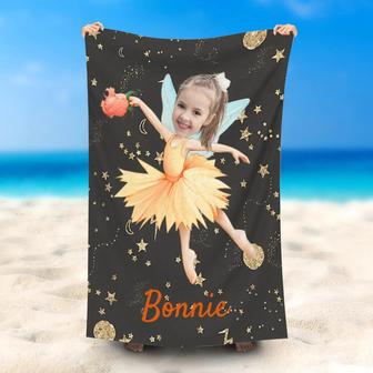 Personalized Yellow Dress Elf Black Summer Beach Towel - Seseable