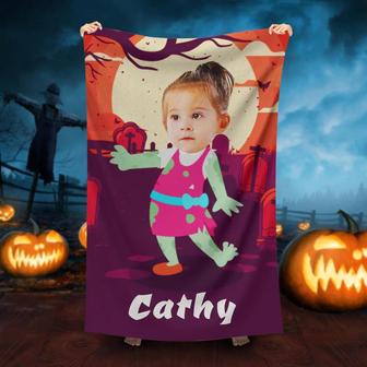 Personalized Zombie Girl Beach Towel With Photo - Seseable