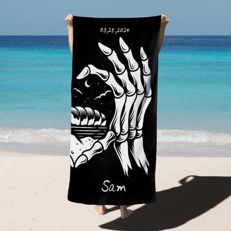 Sea Sail Skeleton Lover Couple Honeymoon Beach Towel - Seseable