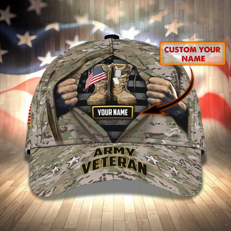 Custom Classic Army Veteran Cap - Personalized Name Option - Thegiftio