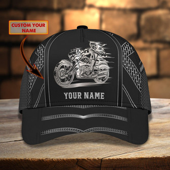 Custom Classic Biker Cap - Personalized Name Cap - Thegiftio UK