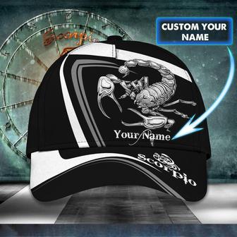 Custom Classic Cap Black Cap Scorpio Zodiac - Personalized Name - Thegiftio UK