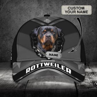 Custom Classic Cap Black Rottweiler Hat - Personalized Name Gift for Rottweiler Dog Lover - Thegiftio UK