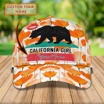 Custom Classic Cap California Bear Girl - Personalized Name - California Girl Gift - Thegiftio