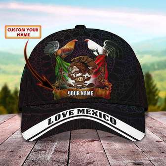 Custom Classic Cap Mexico Flag Hat - Personalized Name - Thegiftio UK