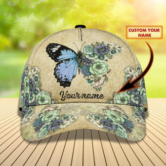 Custom Classic Cap - Personalized Butterfly Name Hat - Thegiftio UK