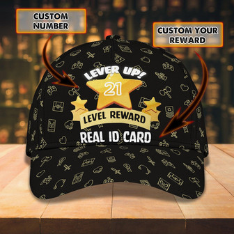 Custom Classic Cap - Personalized Name - Level Up - Thegiftio UK
