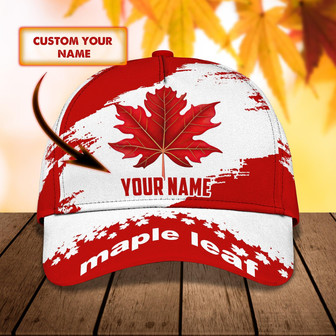 Custom Classic Cap - Personalized Name - Maple Leaf Design - Thegiftio UK