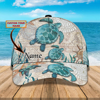 Custom Classic Cap - Personalized Sea Turtle Design - Thegiftio UK